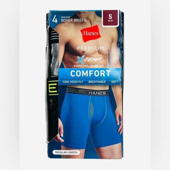Hanes Men's Premium X-Temp Comfort Boxer Brief 4-Pack Black/Gray Size S - Picture 4 of 8